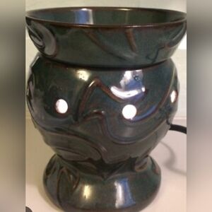 Scentsy Apollo Full Size Warmer Teal Blue Gray Retired With Light Blub